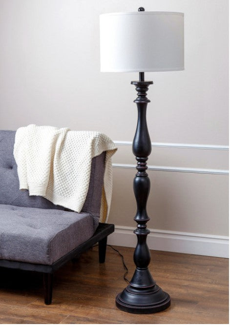 Wooden Black Floor Lamp