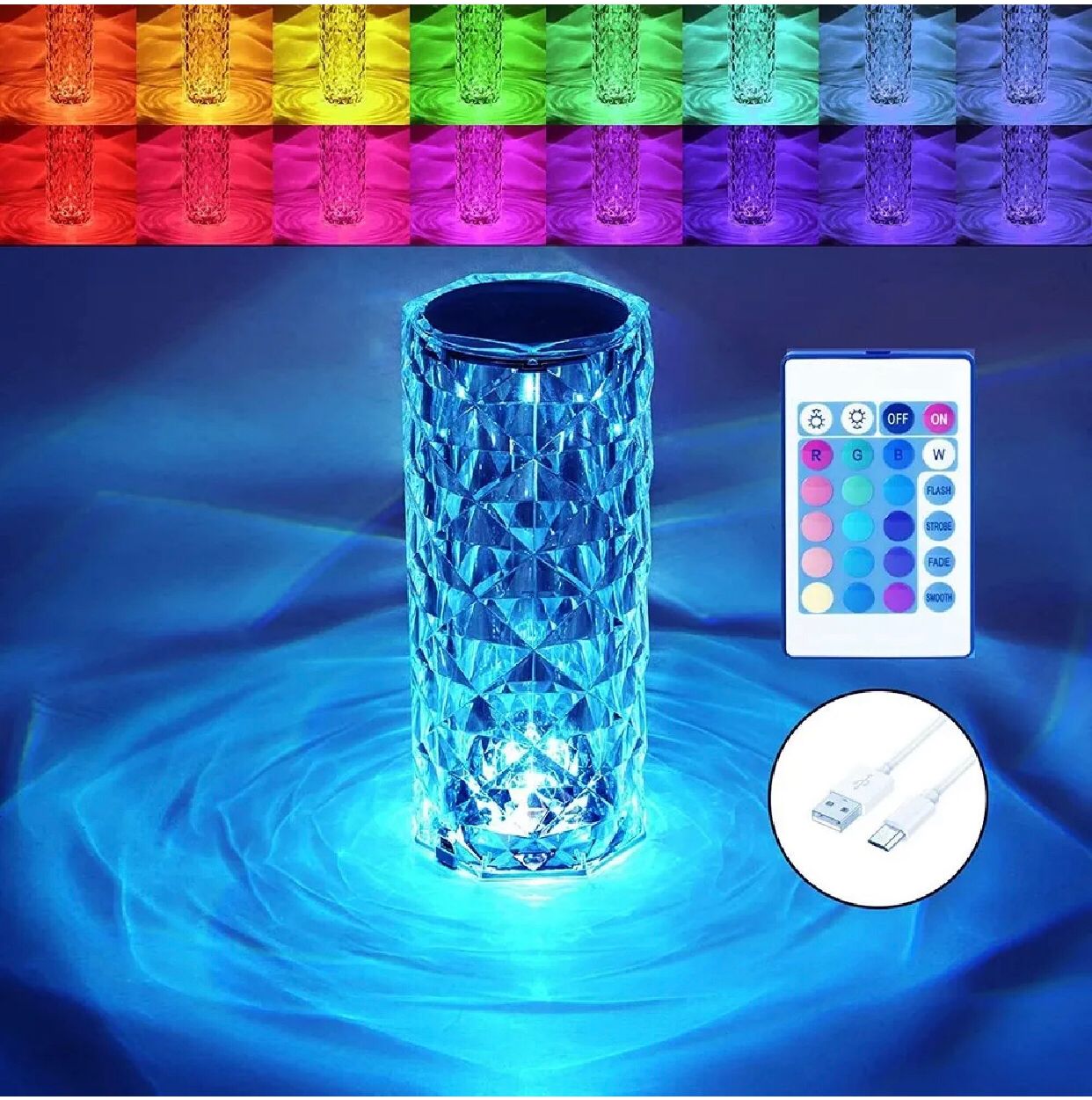 16 Colors LED Atmosphere Room Decor Christmas Room Decoration Home Lights Crystal Lamp Touch Table Bedside Lamps Light