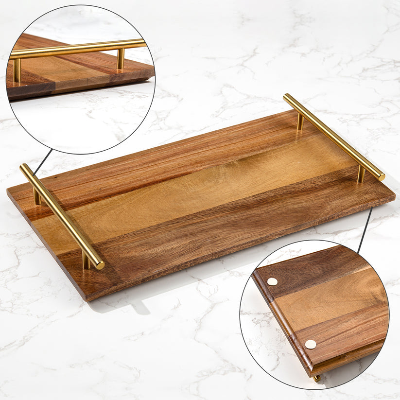Wooden Handle Flat Tray