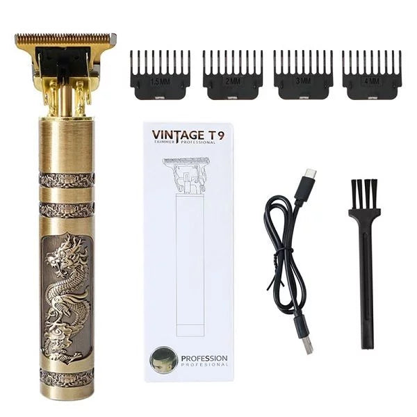 VINTAGE dragon T9 metal RECHARGEABLE Electric Hair CLIPPER Cutting Machine Professional Hair Barber Trimmer For Men T9 Clipper Shaver CORDLESS steel body