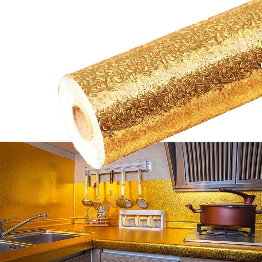 Self Adhesive Gold Silver Kitchen Wallpaper