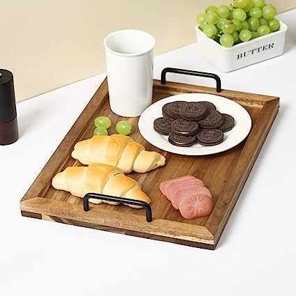 Wooden Handle Tray 2 pc Set