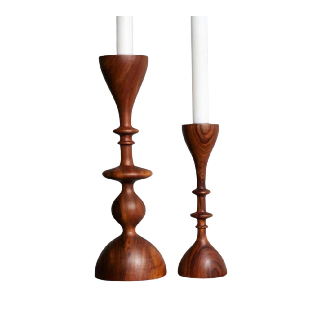 Brown Wood Candle Holder