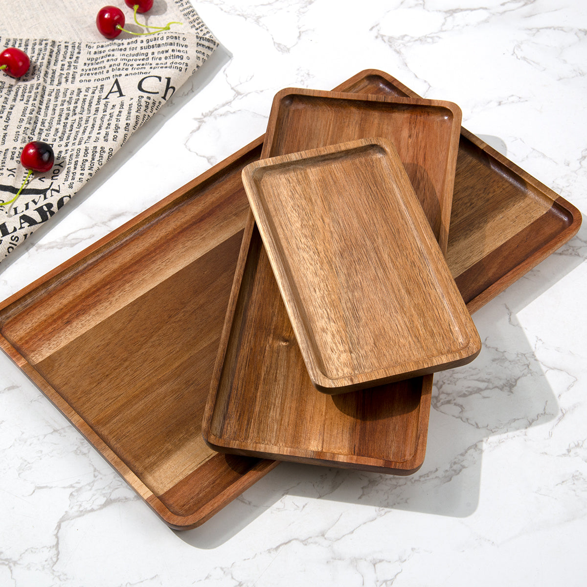 Acacia Pack of 3 Beautiful Wooden Serving Trays