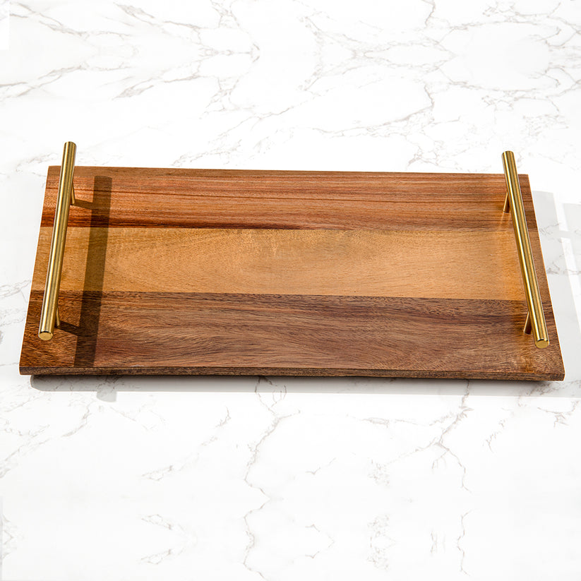 Wooden Handle Flat Tray
