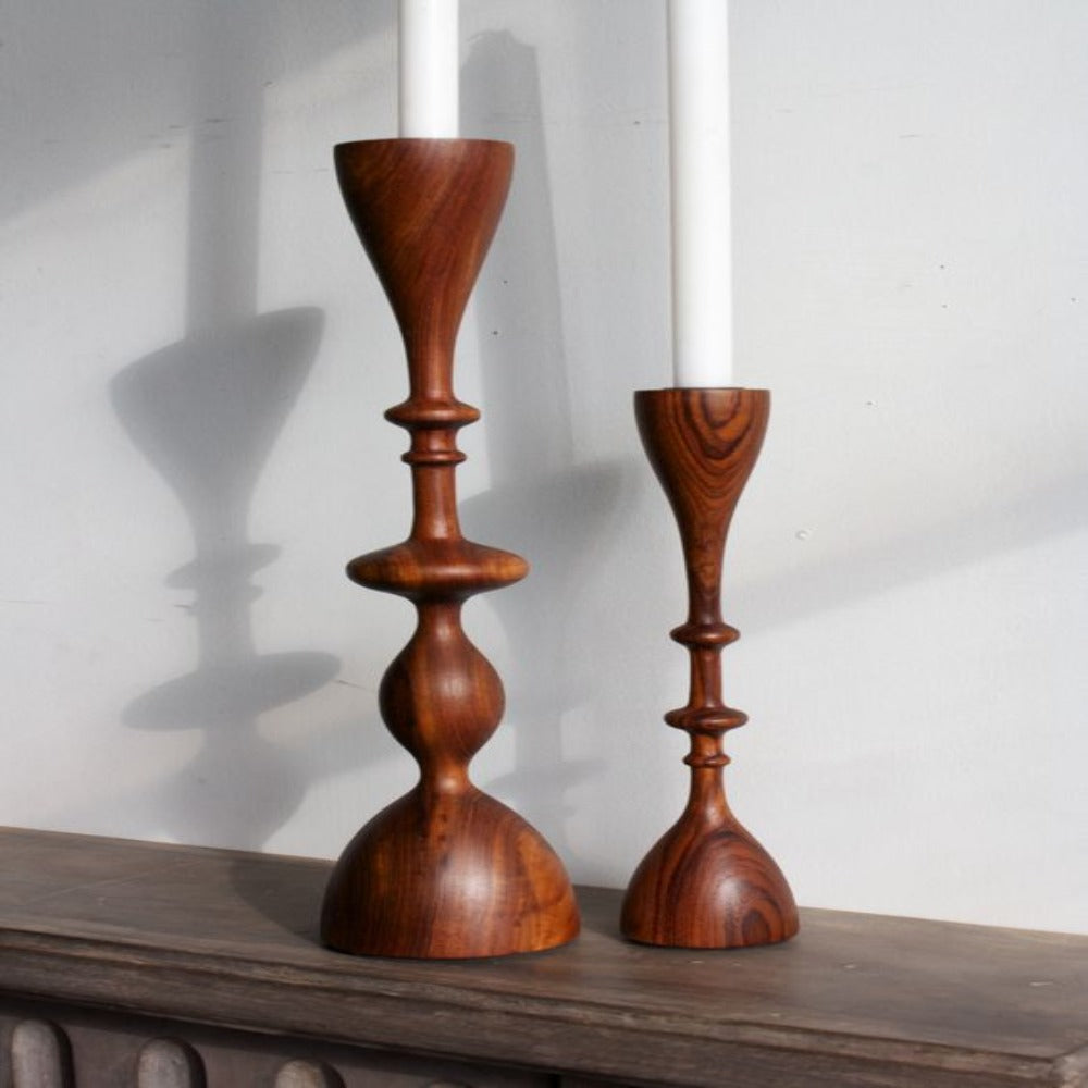 Brown Wood Candle Holder